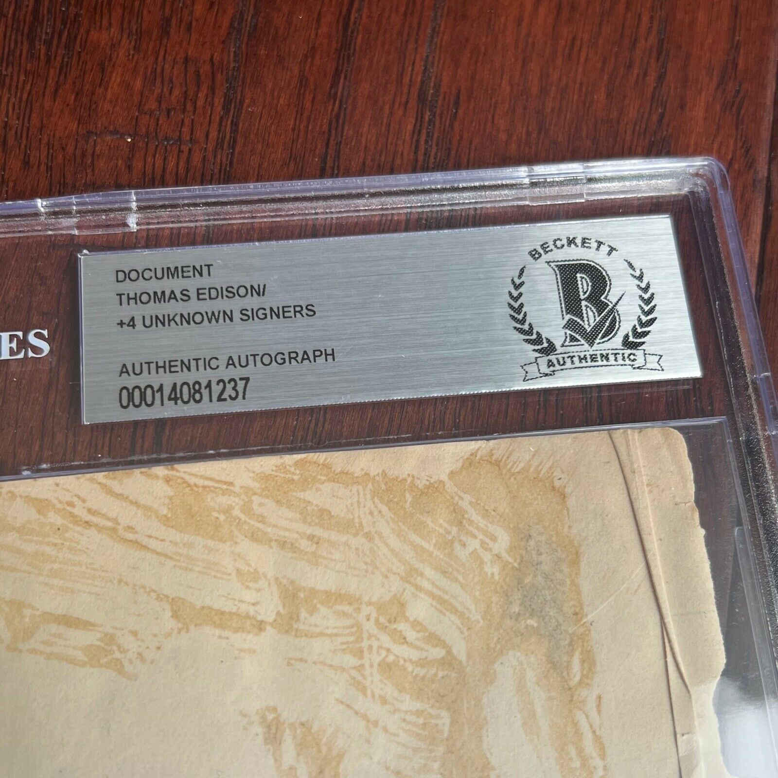 THOMAS EDISON * BECKETT BAS* AUTOGRAPH Company Transfer Corporate Minutes SIGNED