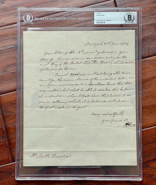 AARON BURR * BAS Beckett * Letter Signed Autograph * Dueled Alexander Hamilton