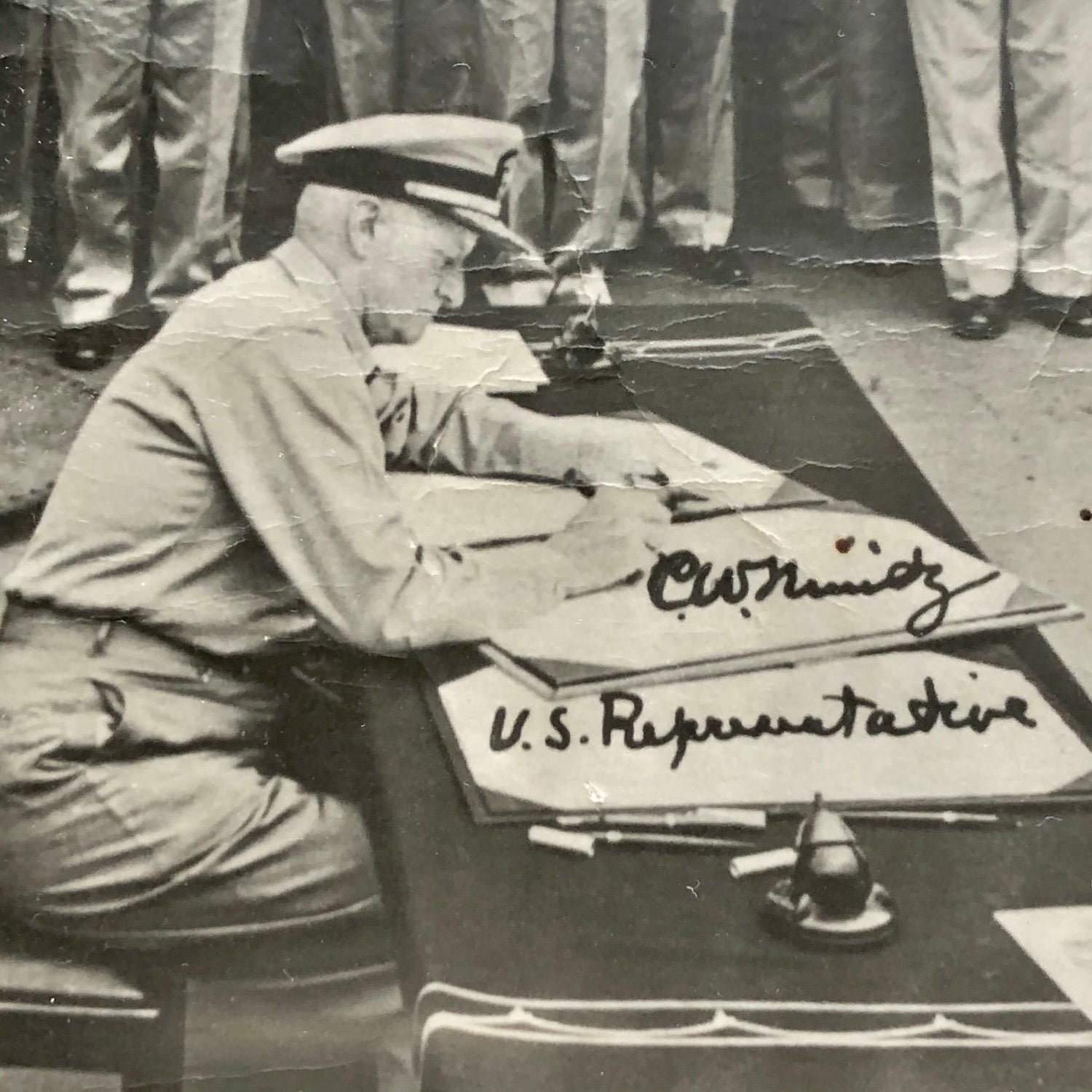 CHESTER W. NIMITZ * JSA LOA * Large Signed WWII Japan Surrender Photo Autograph