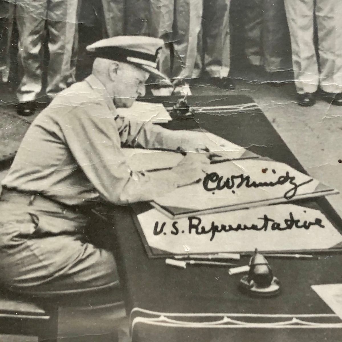 CHESTER W. NIMITZ * JSA LOA * Large Signed WWII Japan Surrender Photo Autograph