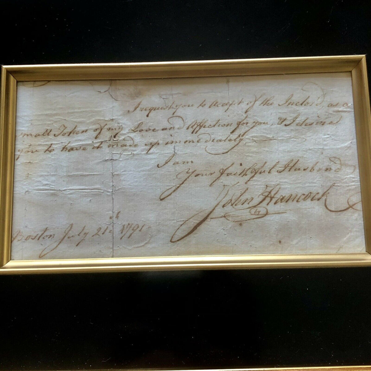 JOHN HANCOCK * JSA LOA * Handwritten Autograph Personal Letter To Wife Signed