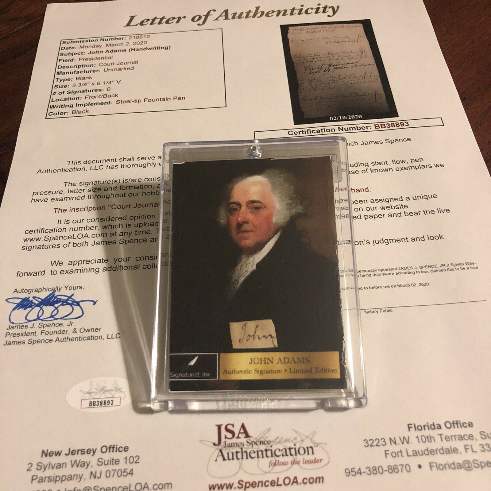 JOHN ADAMS * JSA * Scarce AUTOGRAPH Cut Signature SIGNED * 2nd President