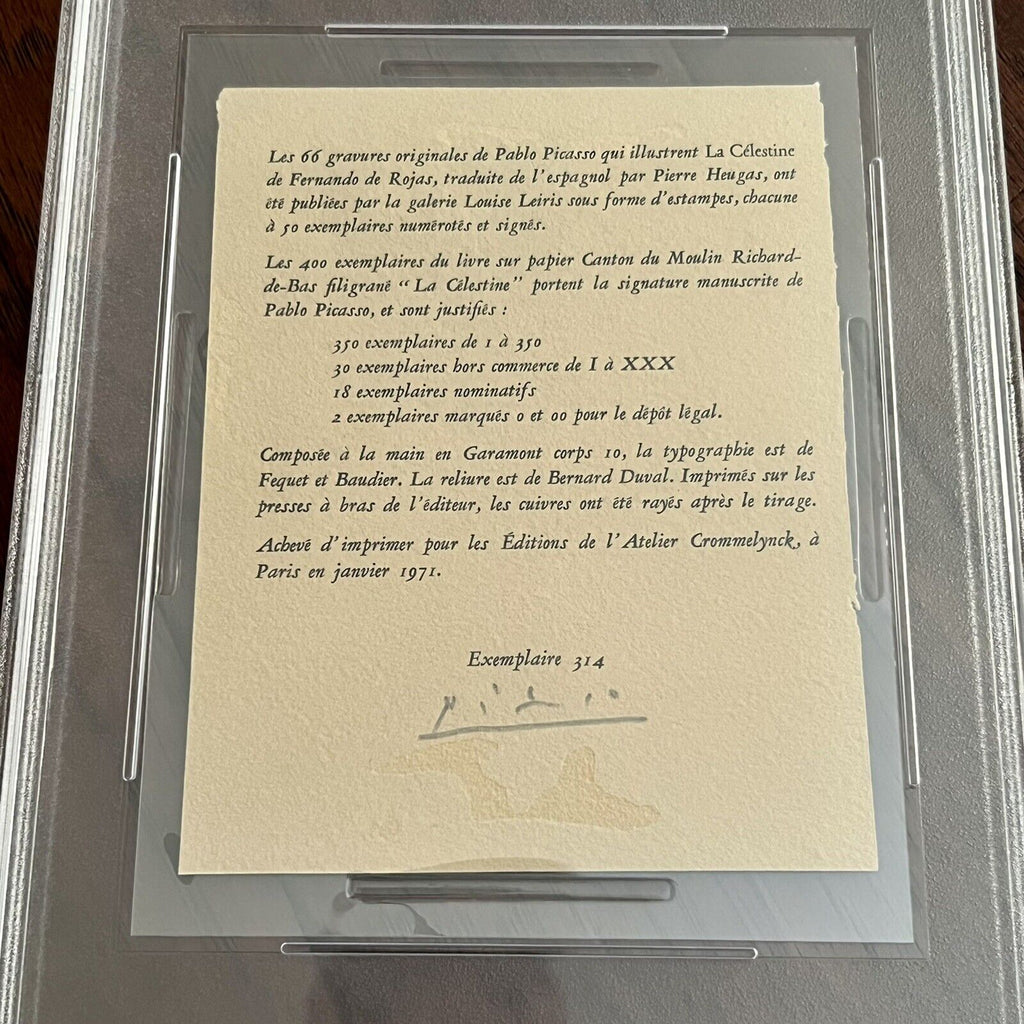 PABLO PICASSO * PSA/DNA * Signed La Célestine Limitation Page Autograph *