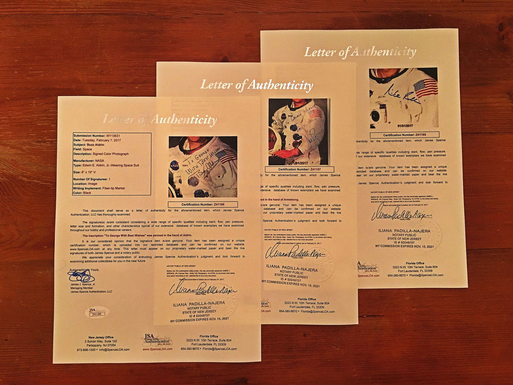 APOLLO 11 CREW SIGNED * JSA COA * scarce AUTOGRAPHS trio * NASA LITHOGRAPH