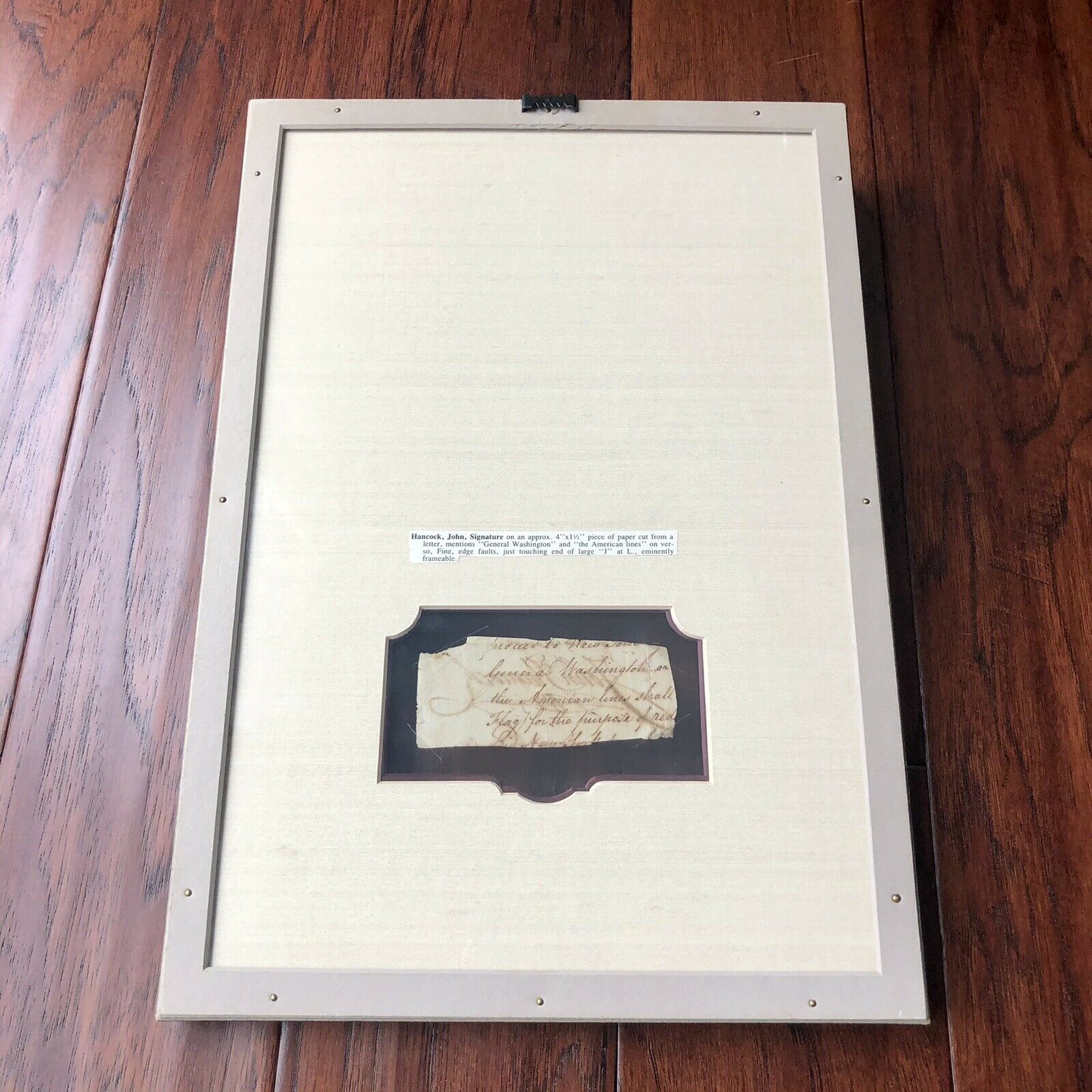 JOHN HANCOCK * JSA LOA * Autograph Cut Signature Signed Re: "George Washington"