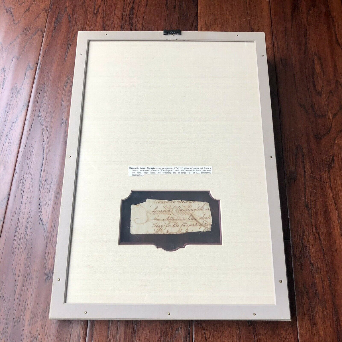 JOHN HANCOCK * JSA LOA * Autograph Cut Signature Signed Re: "George Washington"