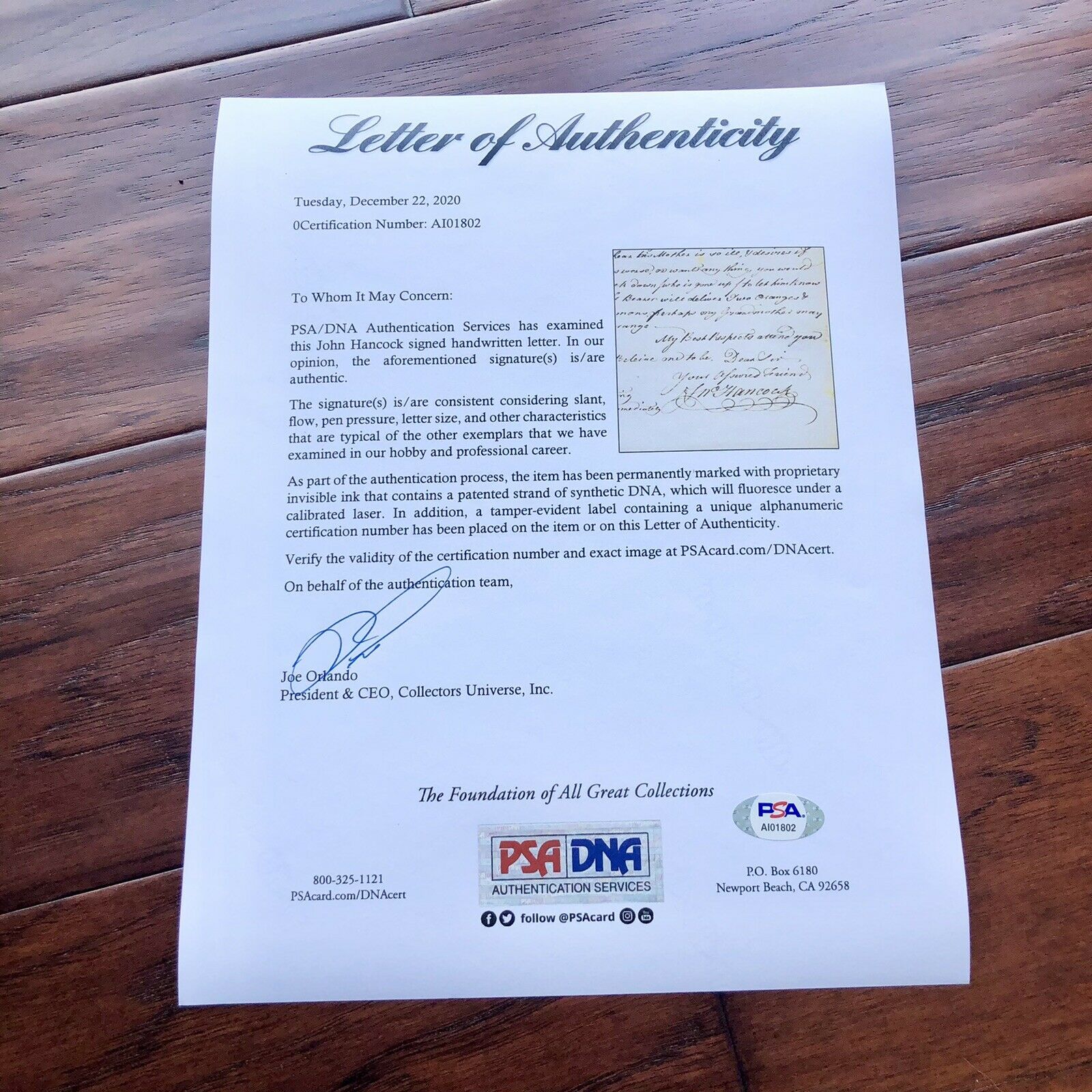 JOHN HANCOCK * PSA/DNA * Handwritten Autograph Letter Signed SLAVERY Content *