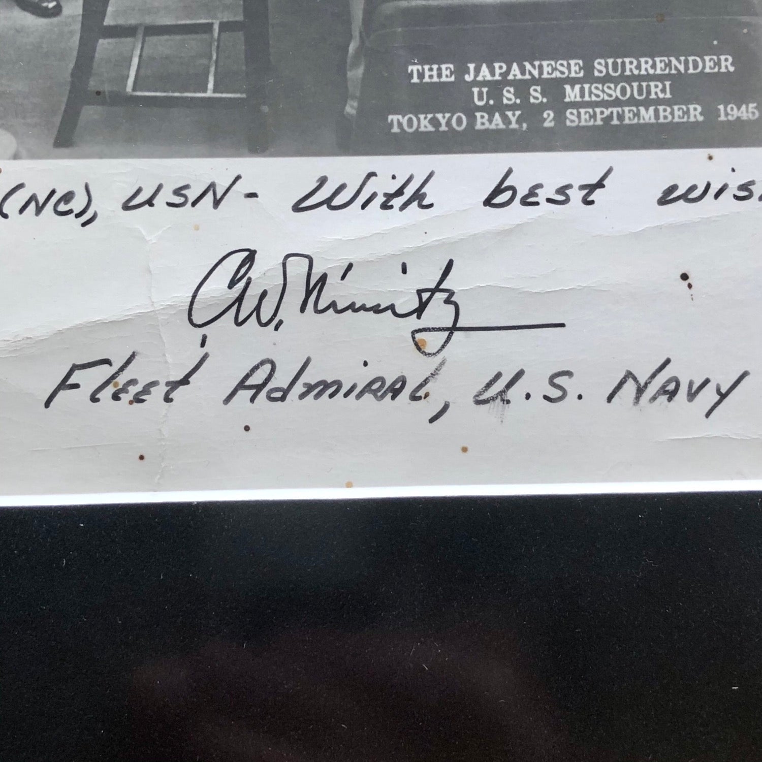 CHESTER W. NIMITZ * JSA LOA * Large Signed WWII Japan Surrender Photo Autograph