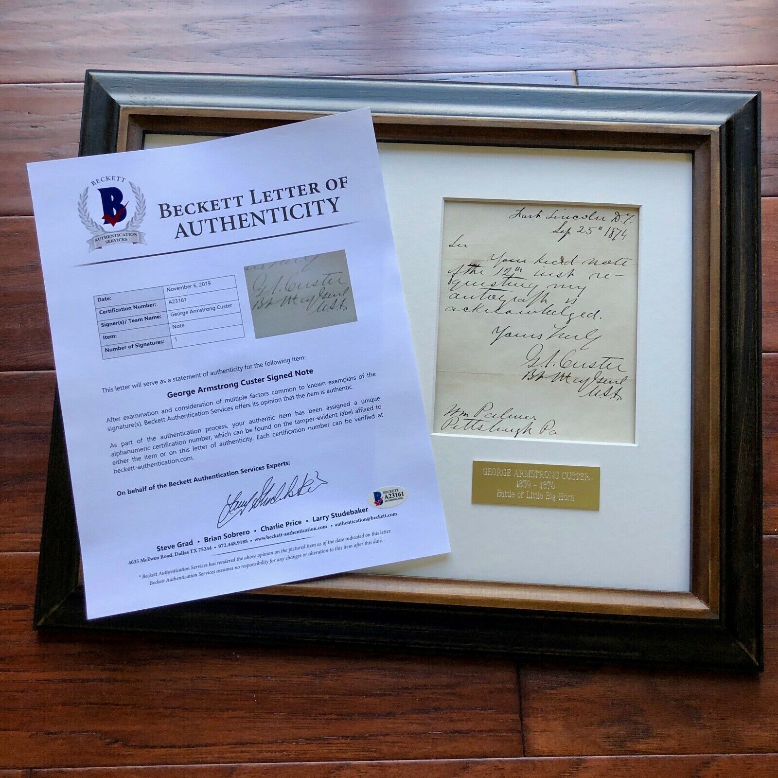 GEORGE CUSTER * BAS * Scarce Handwritten AUTOGRAPH Letter SIGNED Little Bighorn