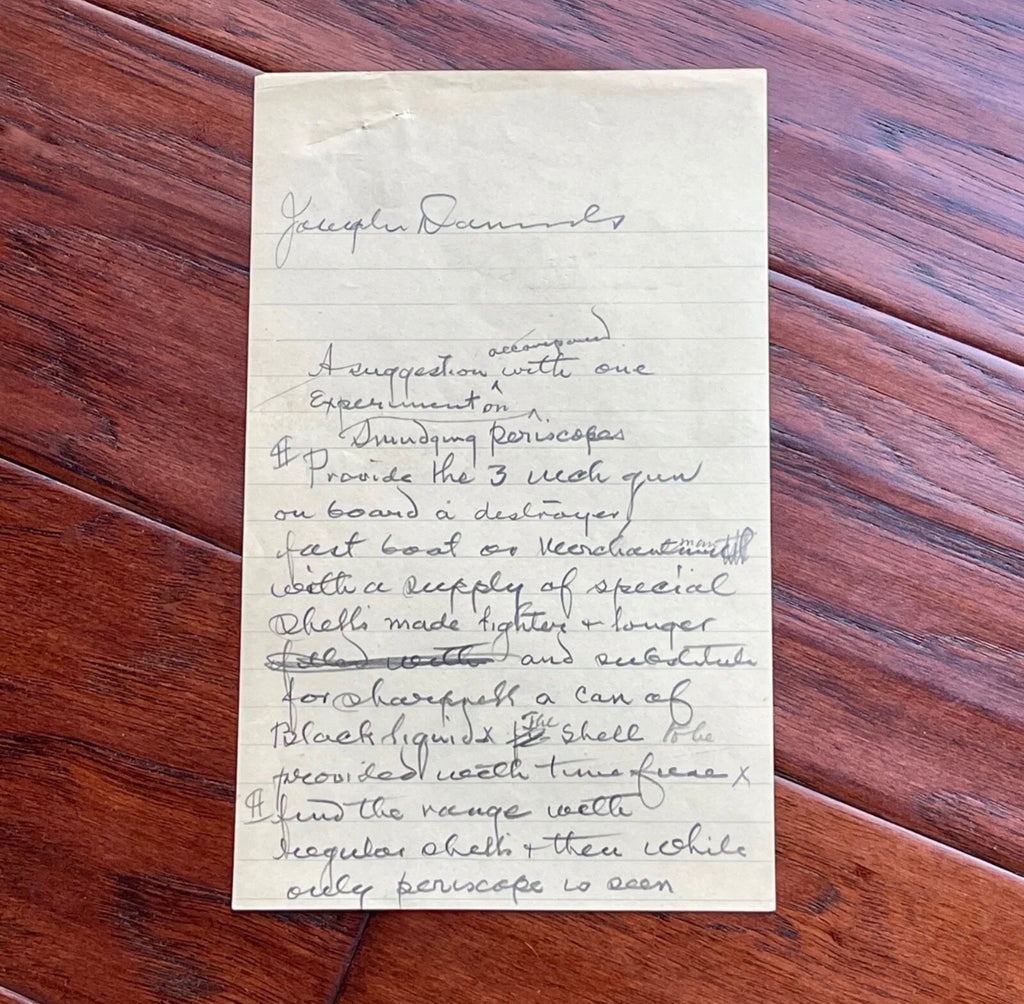 THOMAS EDISON * JSA * AUTOGRAPH Secret SUBMARINE EXPERIMENT Note SIGNED * WWI