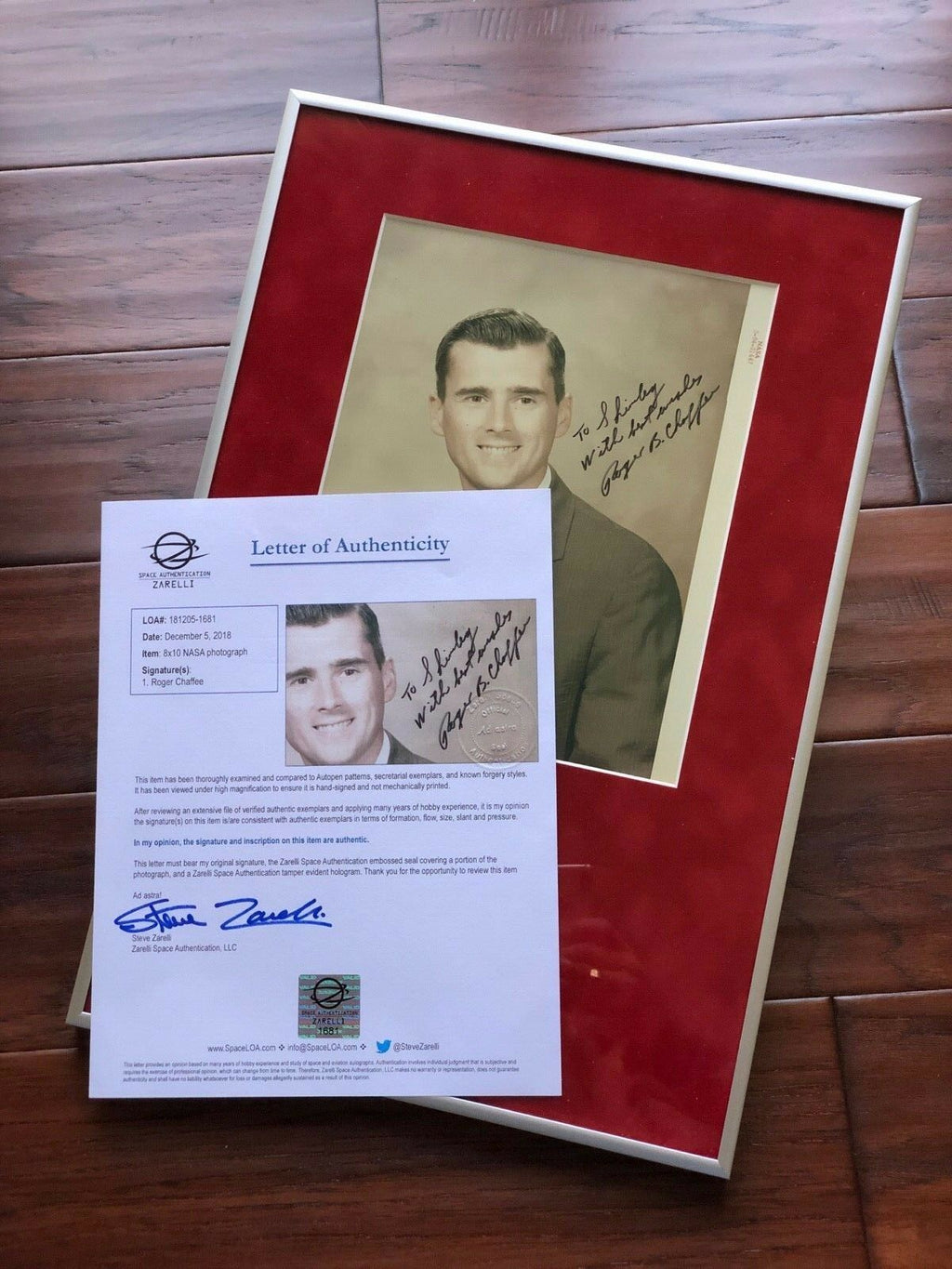 ROGER CHAFFEE * Zarelli LOA * PSA * NASA Red Number ** APOLLO 1 Autograph SIGNED