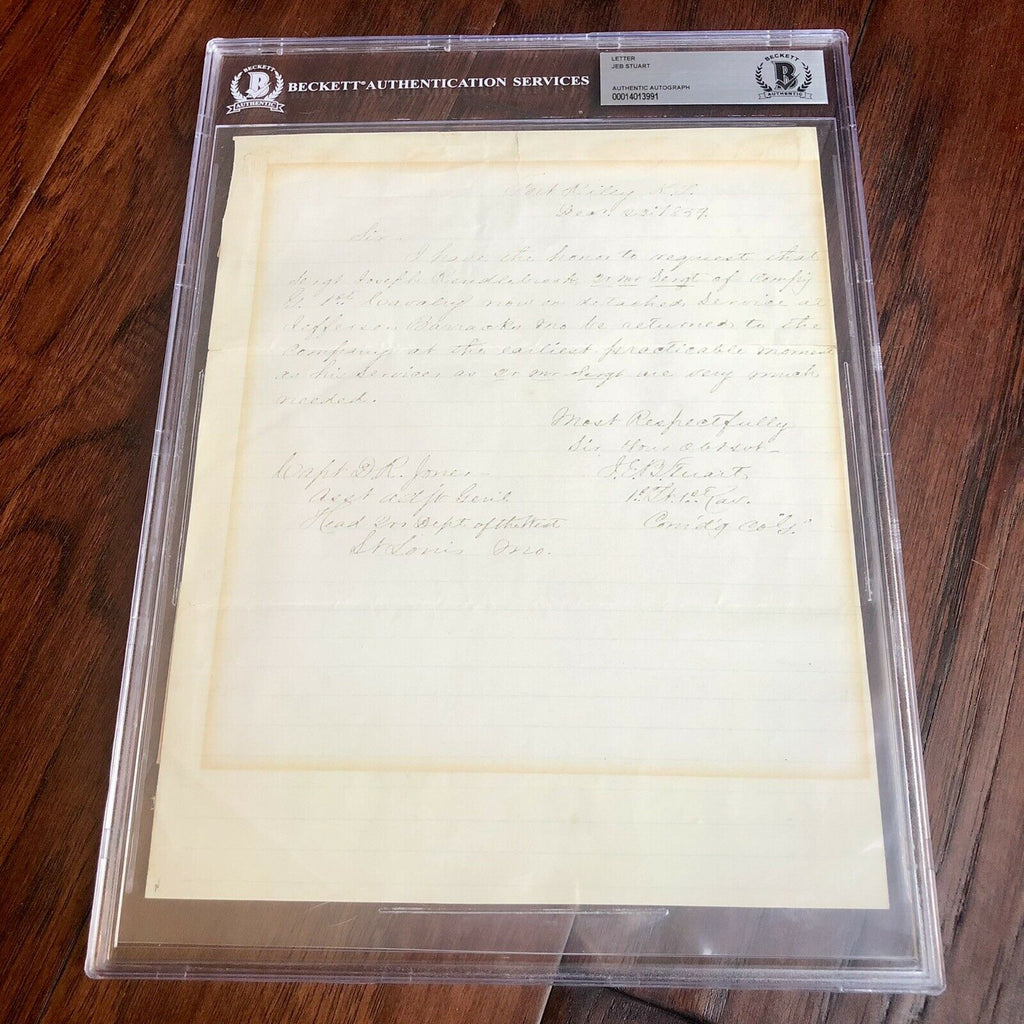 J.E.B. STUART * Beckett BAS * Handwritten Autograph Letter Signed * Confederate