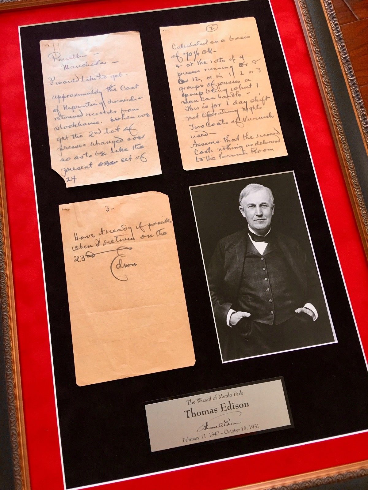 THOMAS EDISON * 3 Pg Handwritten AUTOGRAPH "records" Note SIGNED * PSA/DNA COA