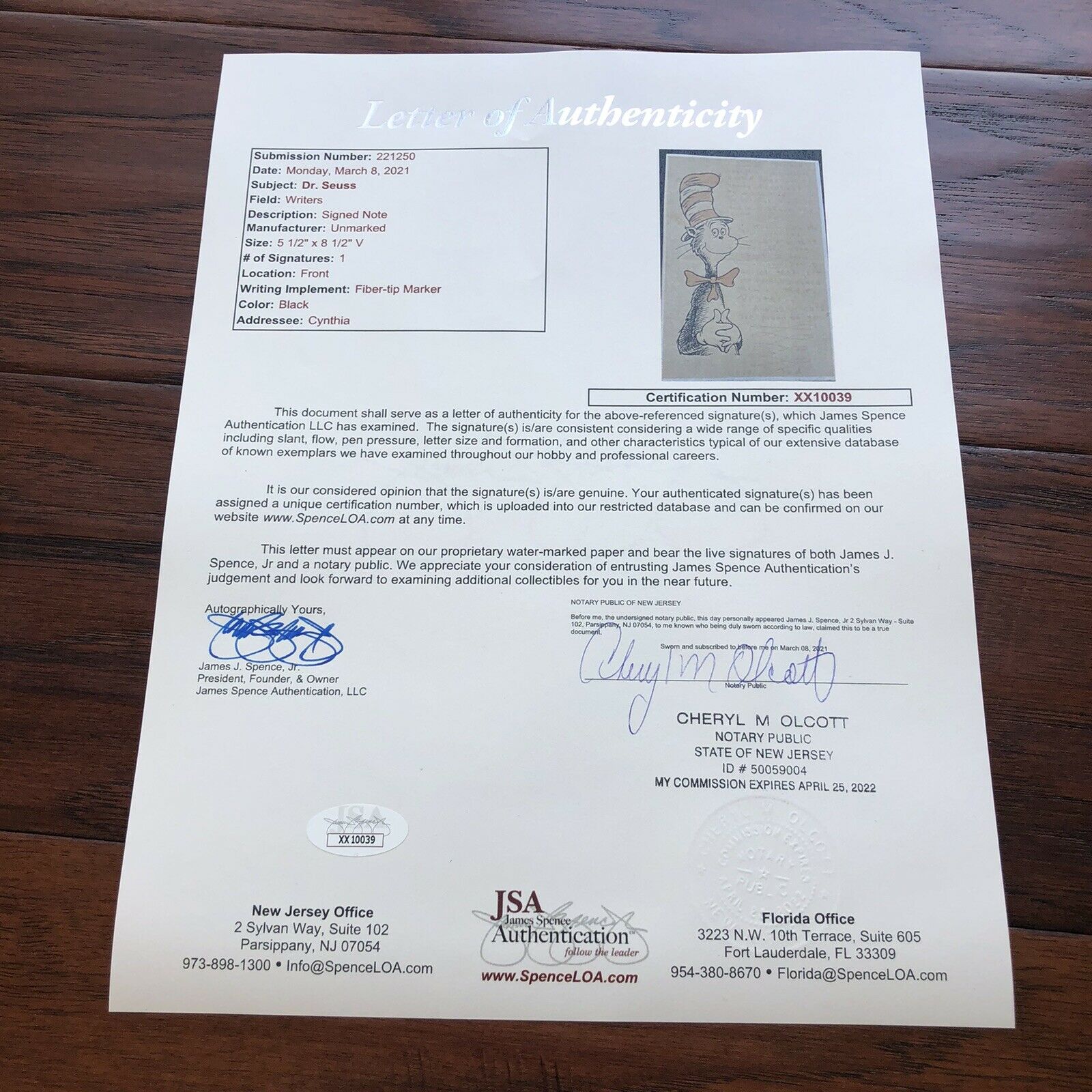 DR SEUSS * JSA LOA * Handwritten Autograph Letter Signed * Cat In The Hat