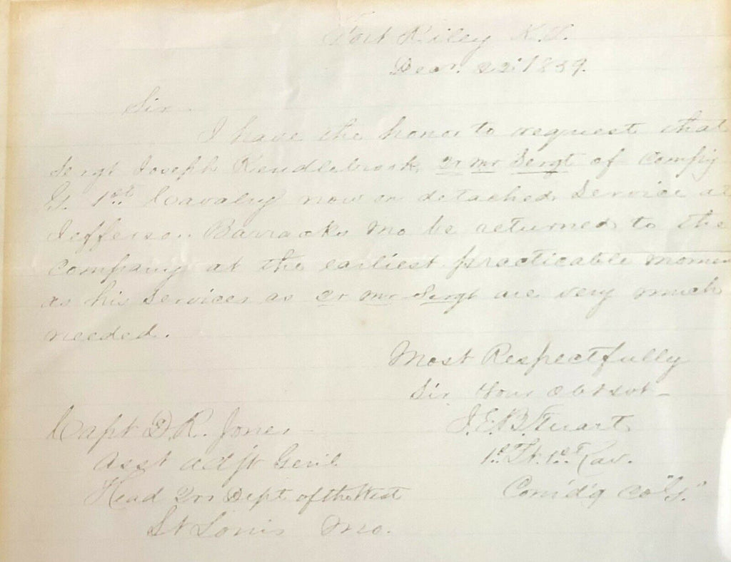 J.E.B. STUART * Beckett BAS * Handwritten Autograph Letter Signed * Confederate