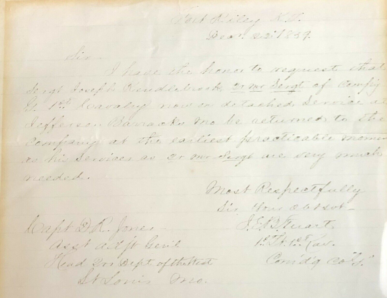 J.E.B. STUART * Beckett BAS * Handwritten Autograph Letter Signed * Confederate