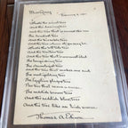 THOMAS EDISON * BAS Beckett Slabbed Autograph * Lengthy Handwritten Poem Signed
