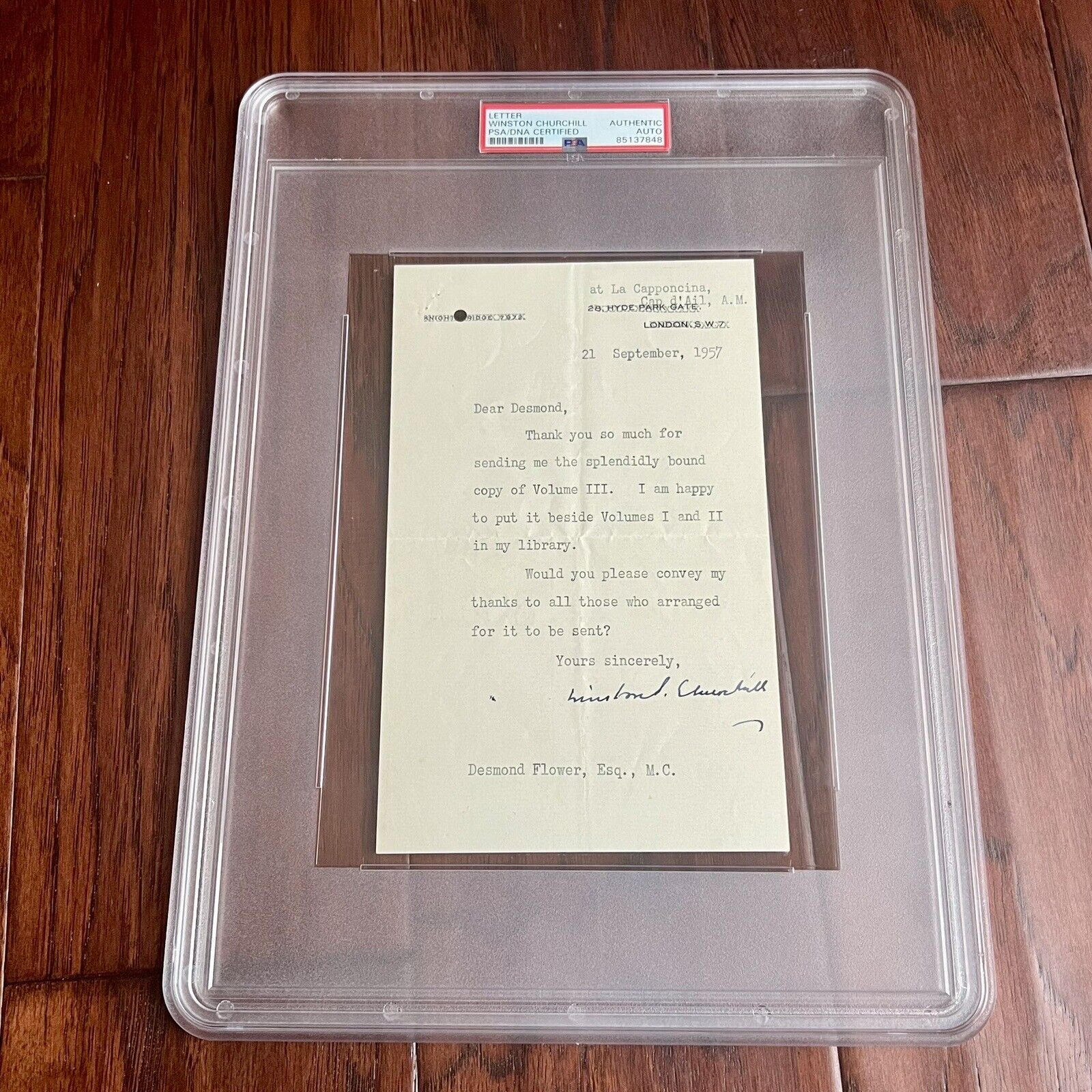 WINSTON S CHURCHILL * PSA Slab * Autograph Letter Re: His Book on Britain Signed