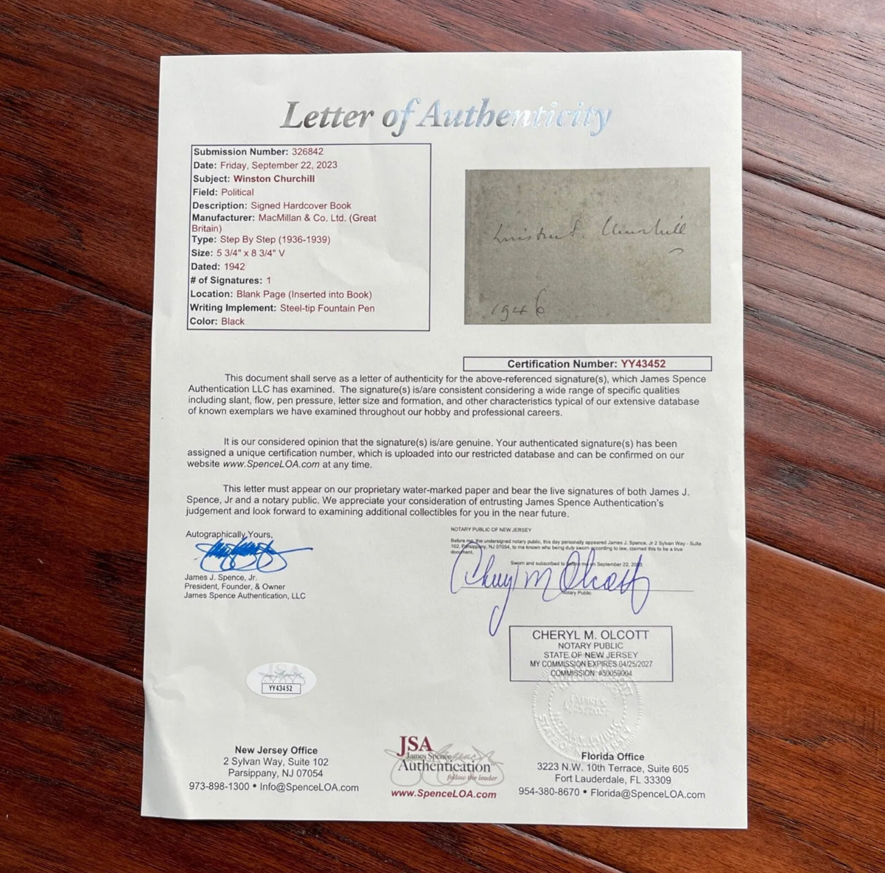 WINSTON CHURCHILL * JSA * UK Prime Minister AUTOGRAPH Cut Signature SIGNED 1946