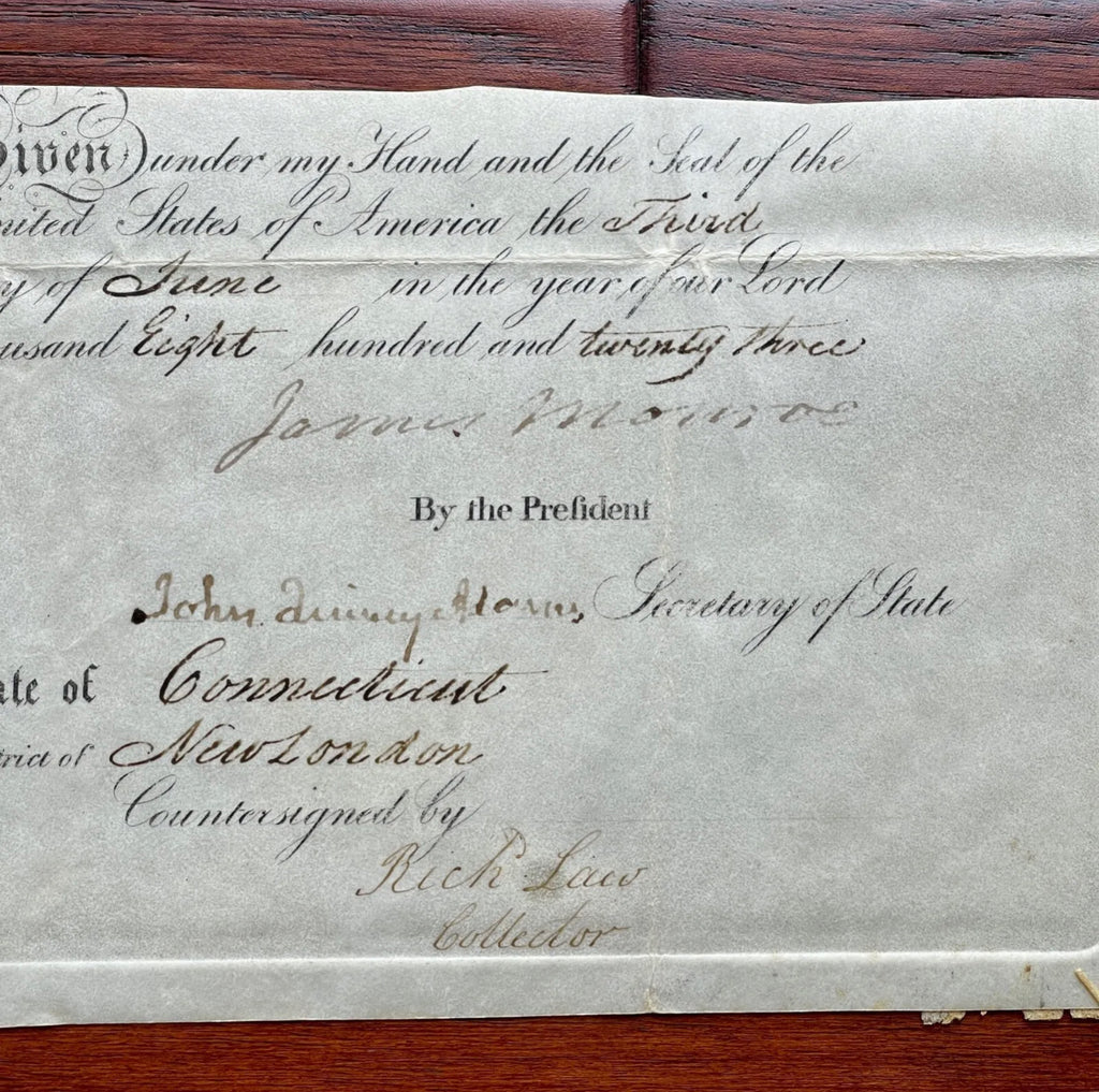 JAMES MONROE & JOHN QUINCY ADAMS * Beckett BAS * AUTOGRAPH Ships Passport SIGNED