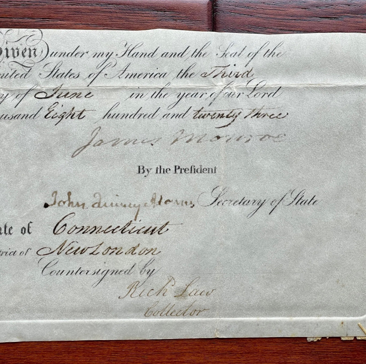 JAMES MONROE & JOHN QUINCY ADAMS * Beckett BAS * AUTOGRAPH Ships Passport SIGNED