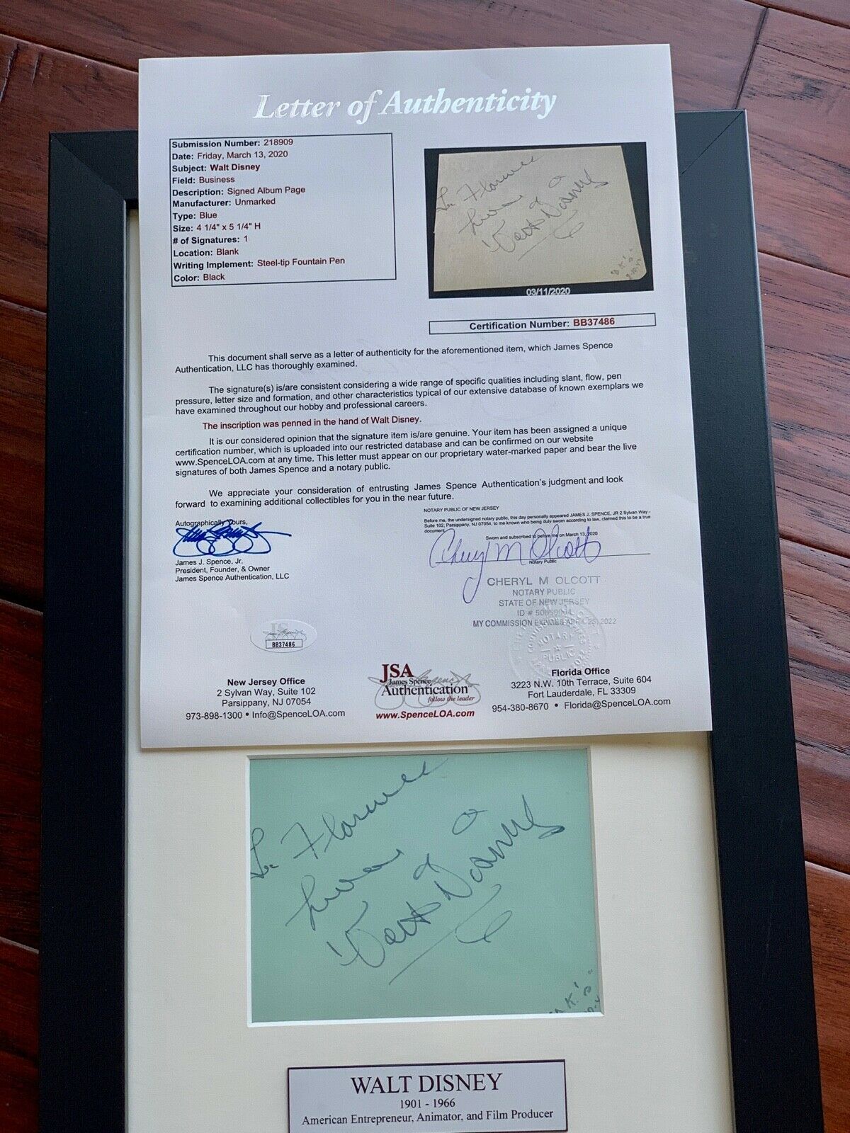 WALT DISNEY * JSA LOA * Original Early AUTOGRAPH Signature SIGNED