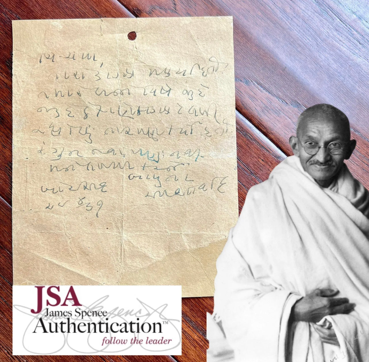 MAHATMA GANDHI * JSA * Autograph Handwritten Letter Signed Peace Negotiations