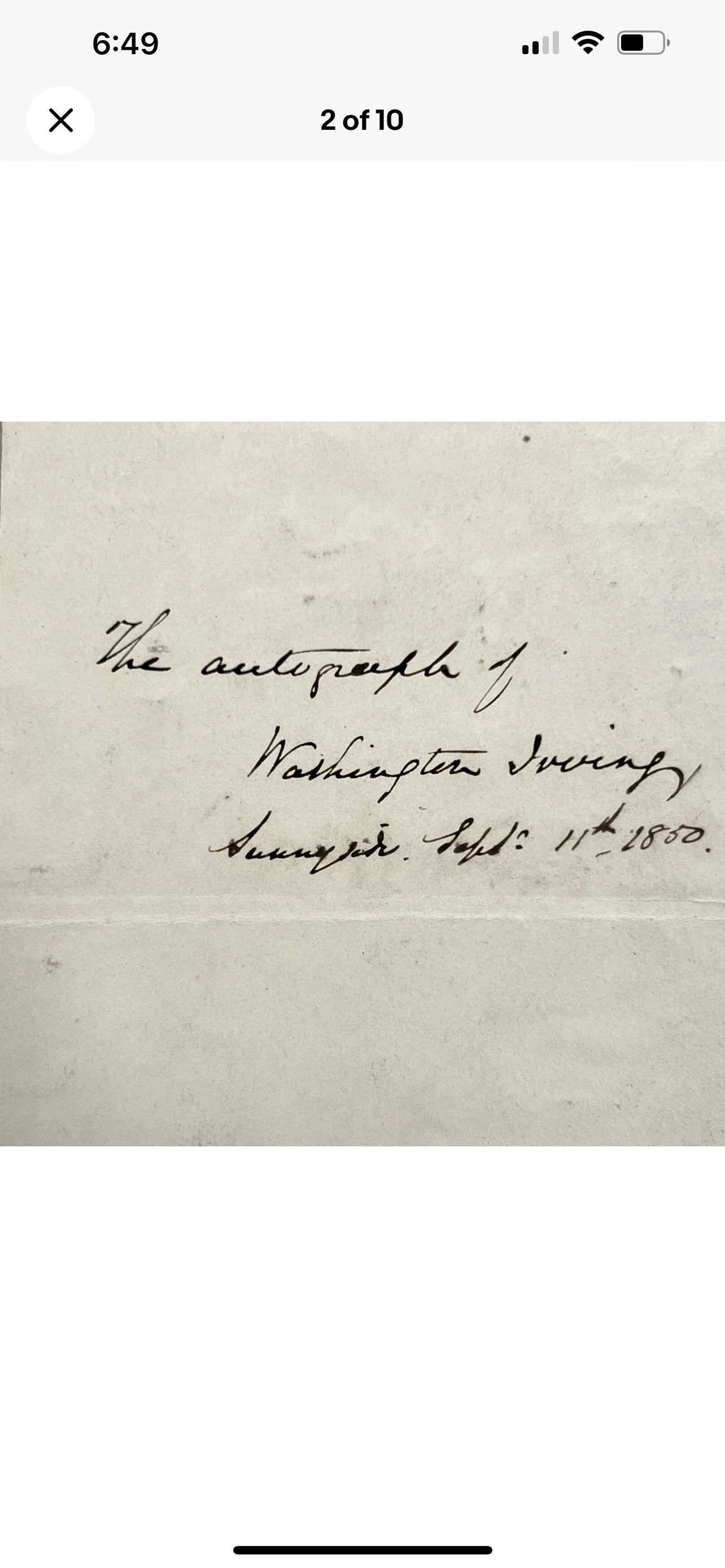 WASHINGTON IRVING * JSA LOA * Signed Autograph Page Inscribed from Sleepy Hallow