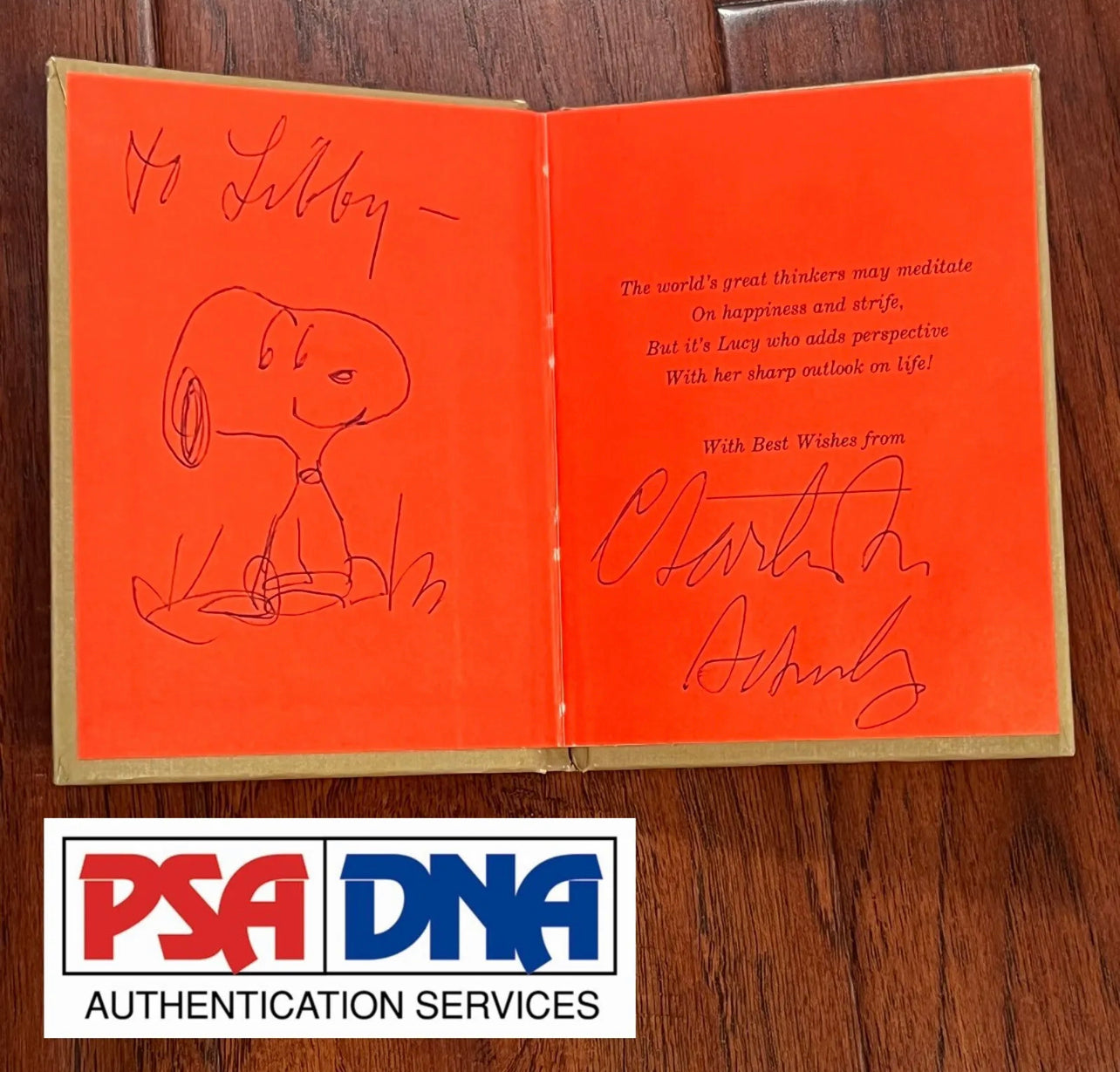 CHARLES M. SCHULZ * PSA/DNA * AUTOGRAPH Drawing SNOOPY Signed Sketch * Lucy Book