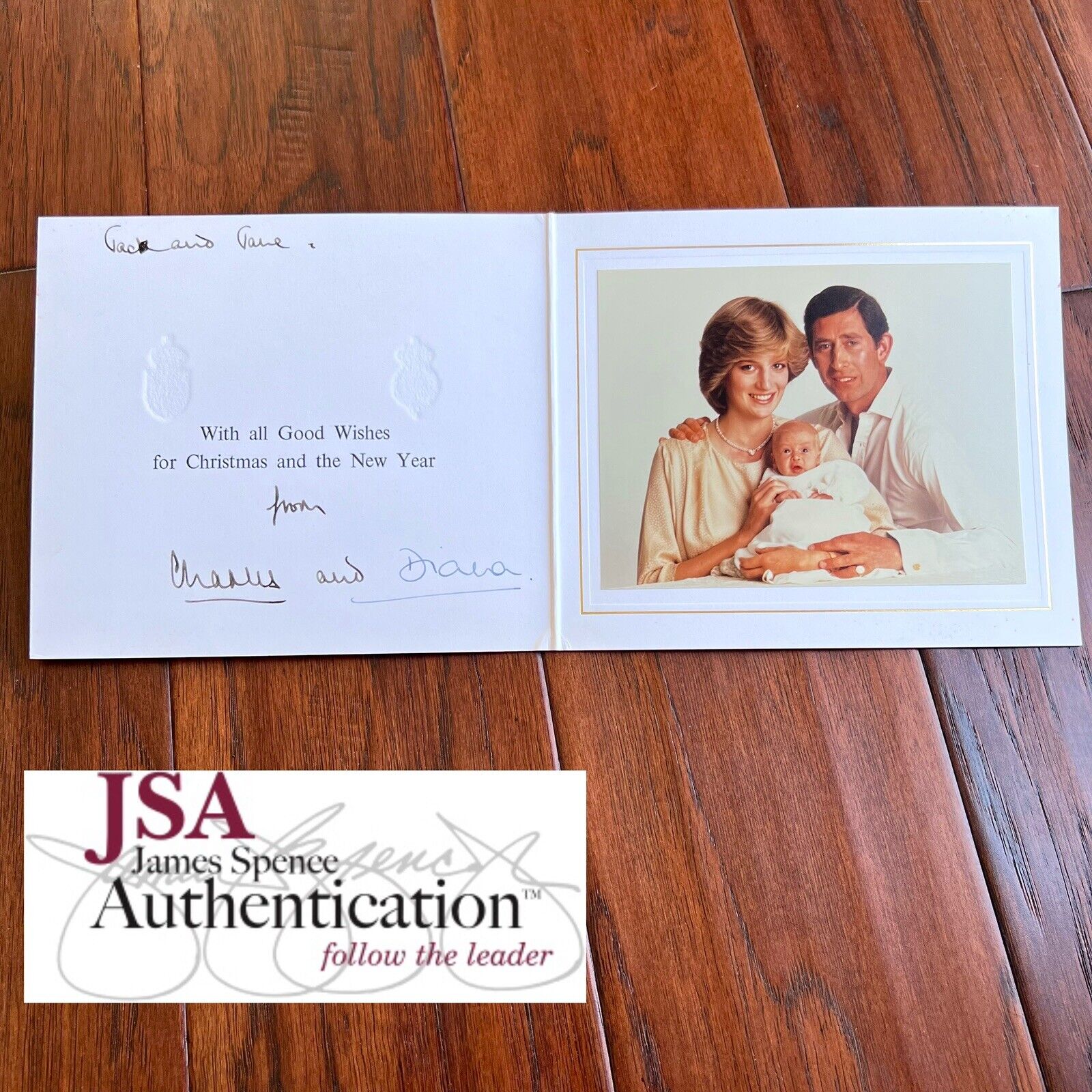 PRINCESS DIANA and KING CHARLES III * JSA * Signed 1982 Christmas Card Autograph