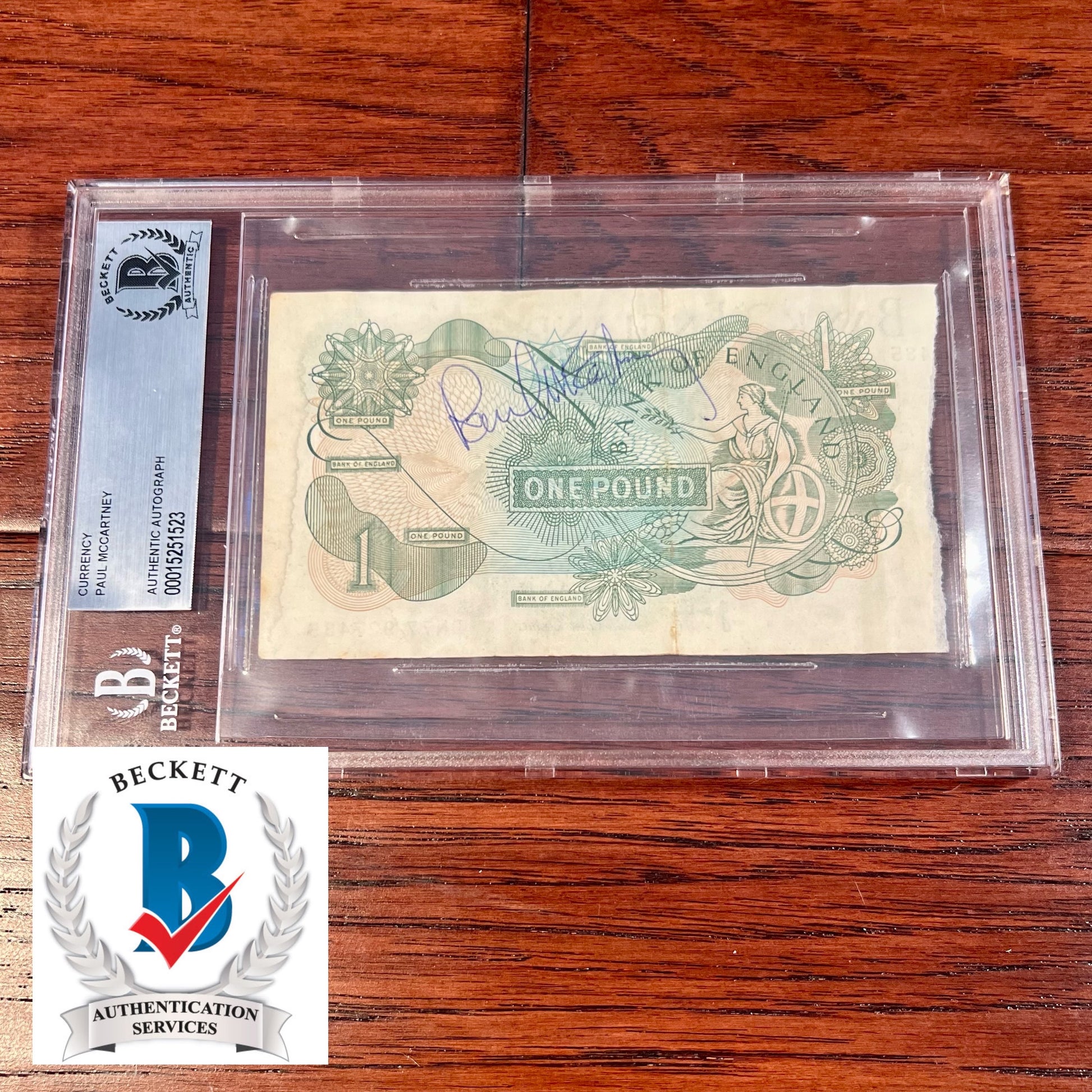 PAUL MCCARTNEY * BAS BECKETT * Autograph One Pound Note Signed * The Beatles