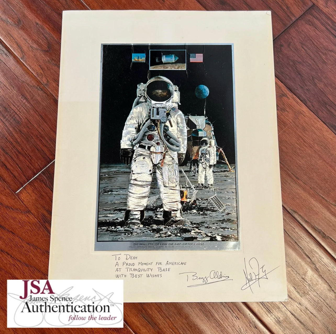 BUZZ ALDRIN * JSA * Autograph Foil Art Etching With Quotation Signed * Apollo 11