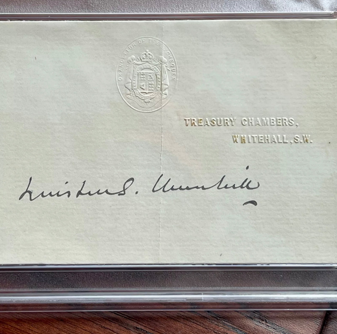 WINSTON S. CHURCHILL * PSA/DNA Slab * Autograph Cut TREASURY Signature SIGNED