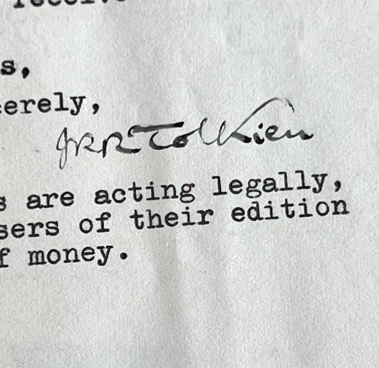 J.R.R. TOLKIEN * PSA/DNA * Autograph Typed Letter Re: LORD OF THE RINGS Signed