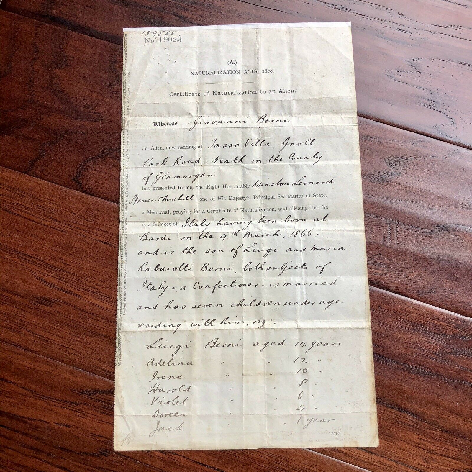 WINSTON S. CHURCHILL * JSA LOA * Hand Signed Naturalization Document Autograph *