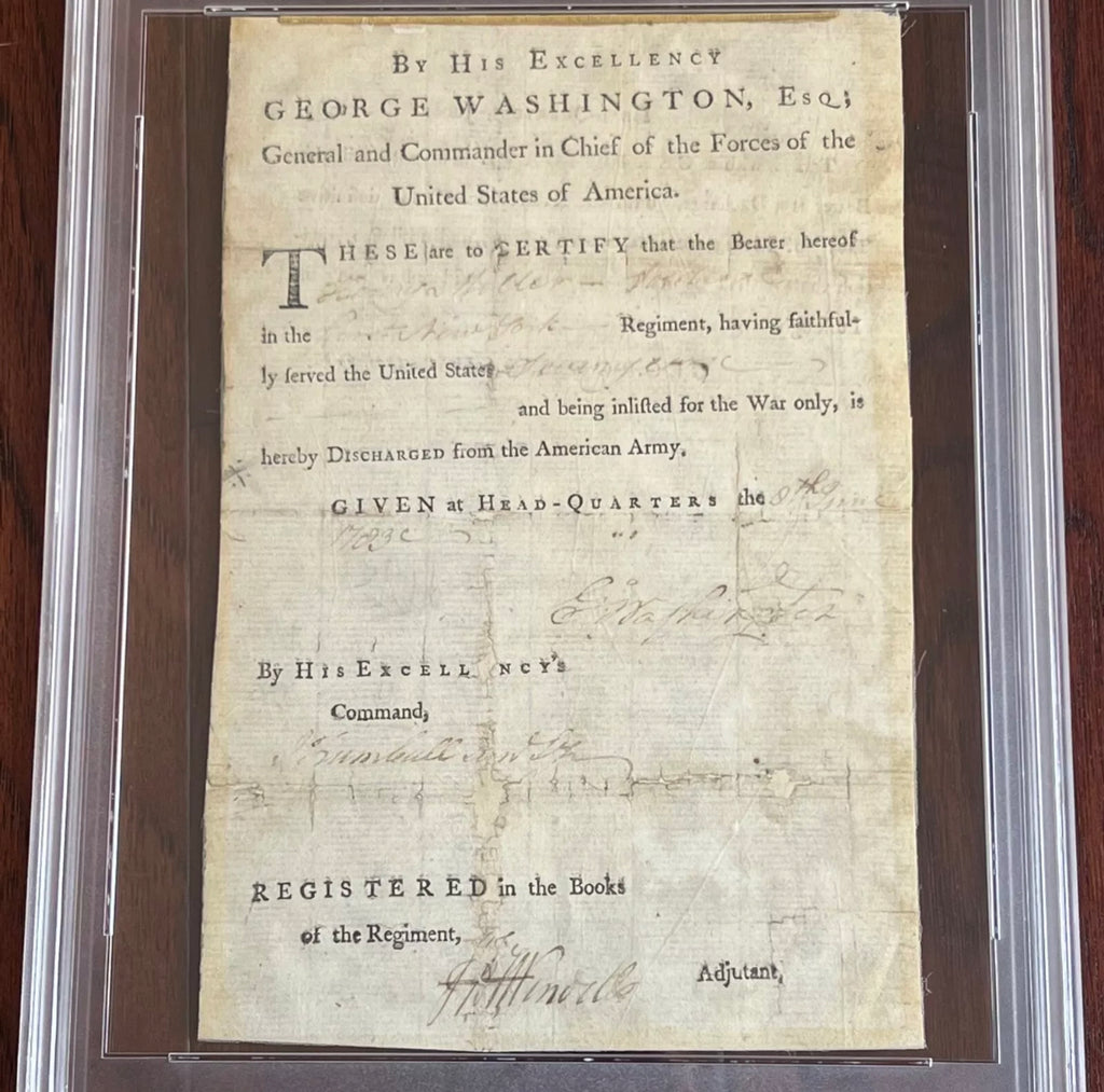 GEORGE WASHINGTON PSA Autograph VALLEY FORGE Revolutionary War Discharge SIGNED