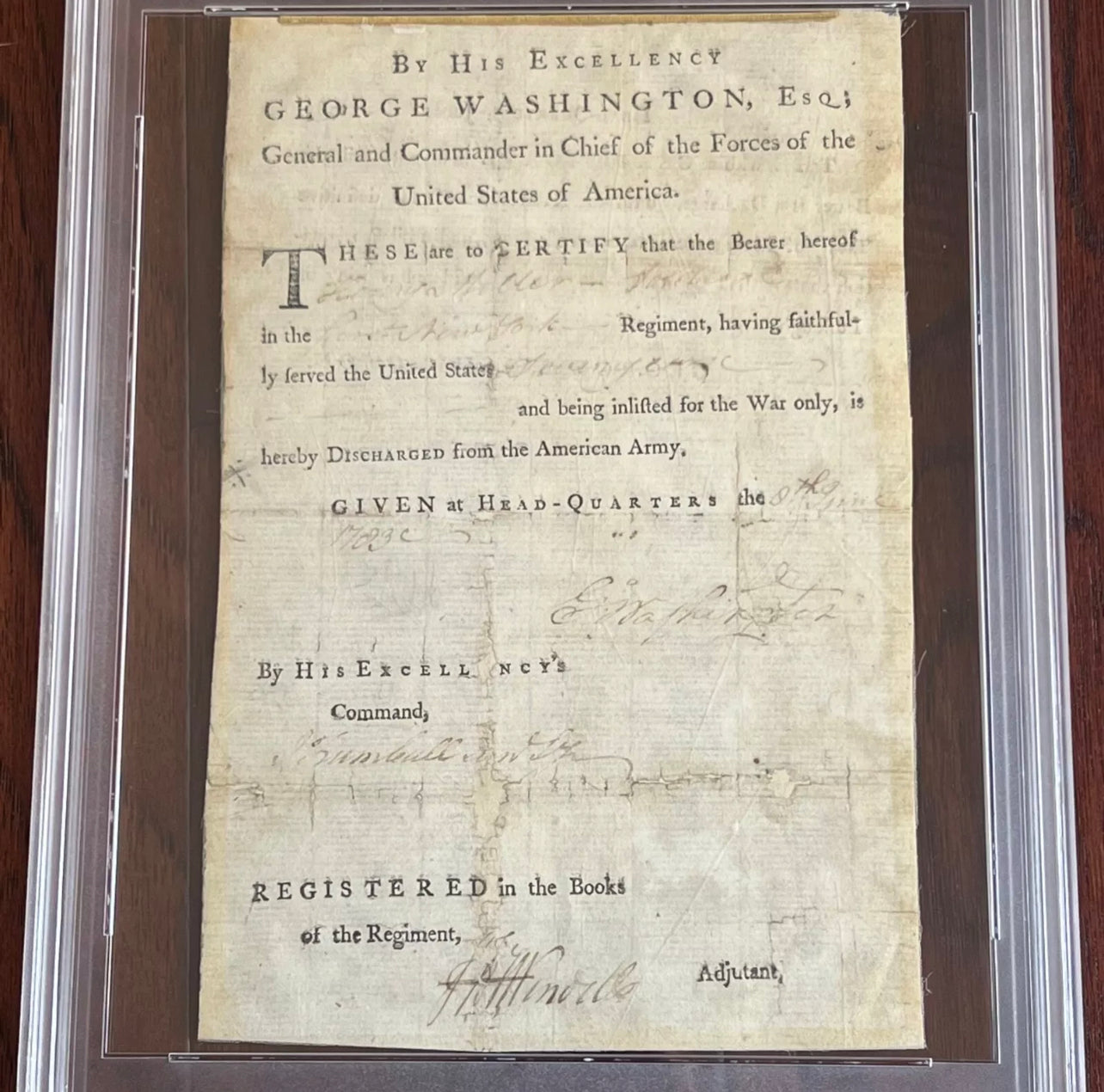 GEORGE WASHINGTON PSA Autograph VALLEY FORGE Revolutionary War Discharge SIGNED