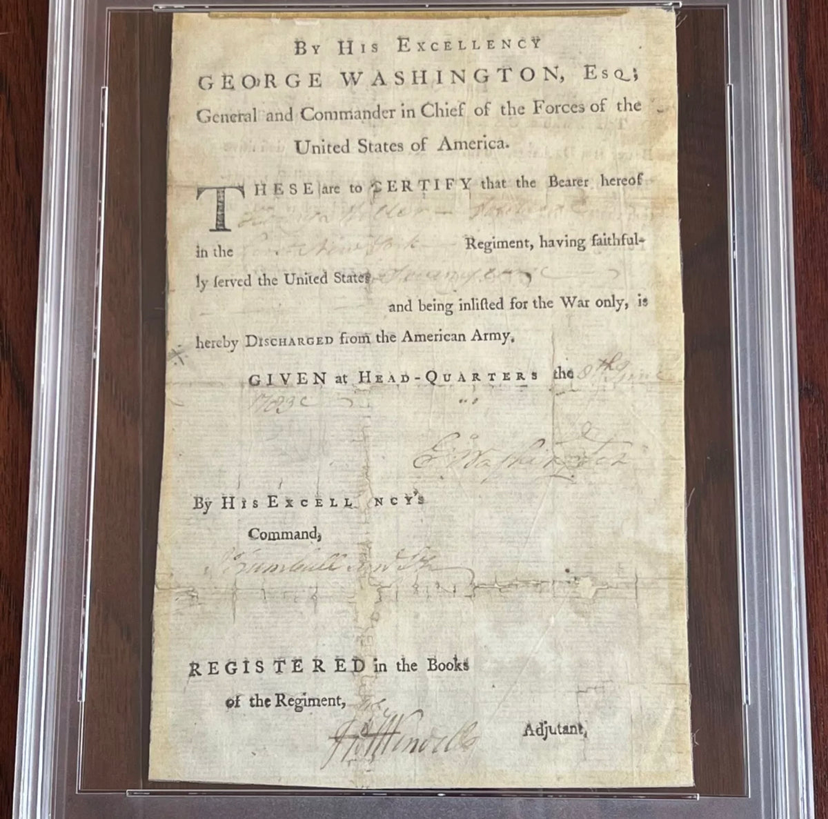 GEORGE WASHINGTON PSA Autograph VALLEY FORGE Revolutionary War Discharge SIGNED