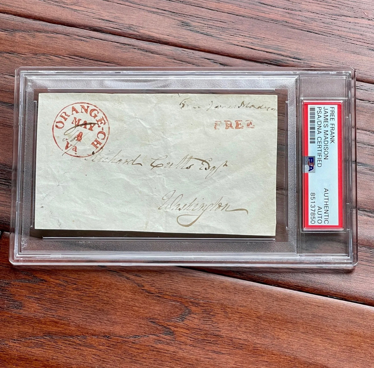 JAMES MADISON * PSA * Autograph FREE FRANK Signed + DOLLEY MADISON Handwriting