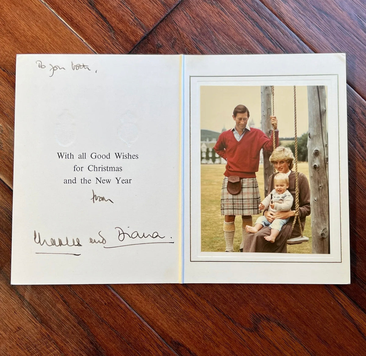 KING CHARLES III and PRINCESS DIANA * JSA * Signed 1983 Christmas Card Autograph