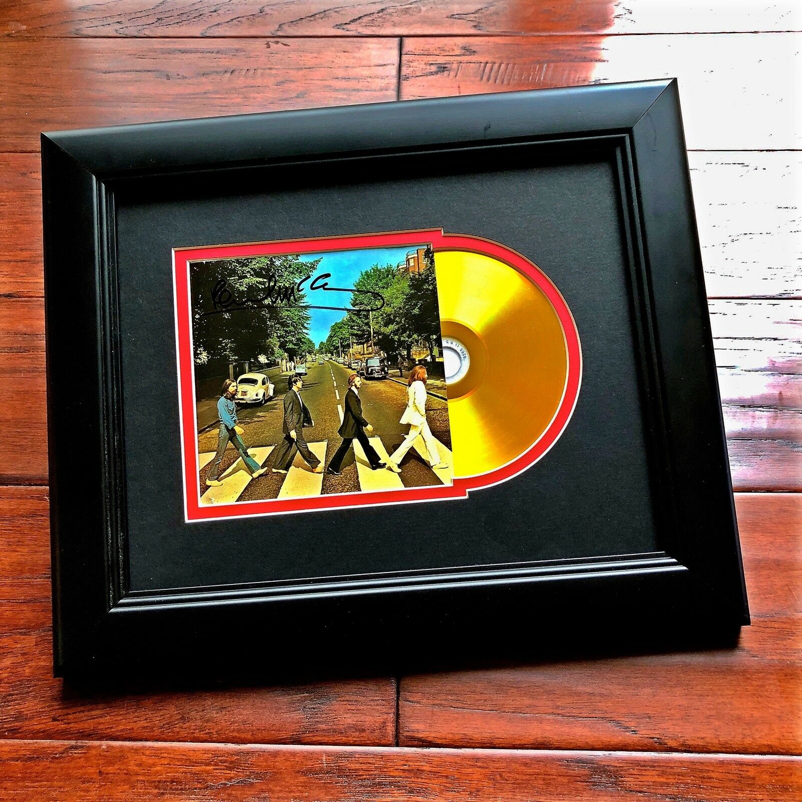 PAUL MCCARTNEY * Perry Cox * ABBEY ROAD Autograph Mini GOLD RECORD Signed BEATLE
