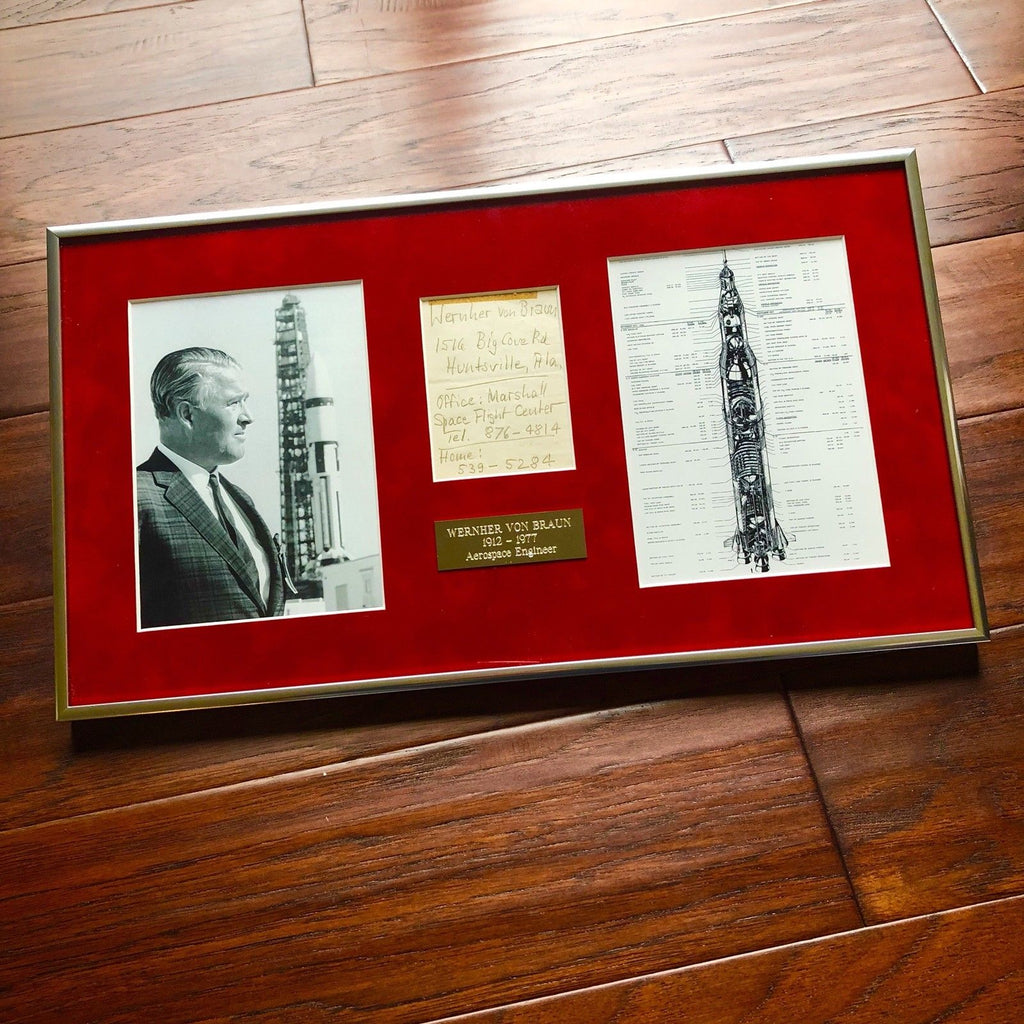 WERNHER VON BRAUN * Autograph "Space Flight" Note Signed * NASA Apollo