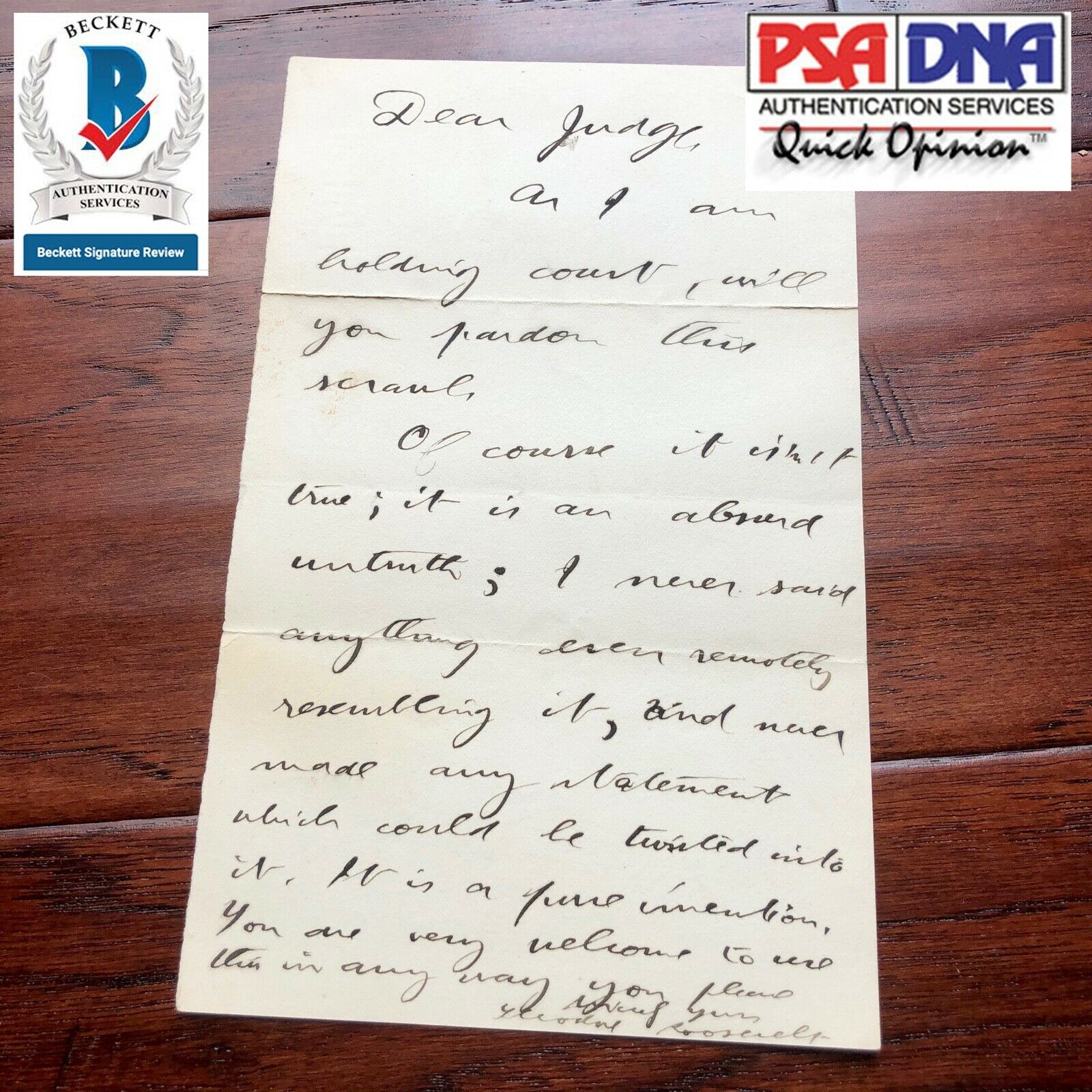 THEODORE ROOSEVELT * BAS * PSA * Autograph Letter Signed Denying Quote