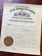 William McKinley Authentic hand SIGNED AUTOGRAPH Appointment * President