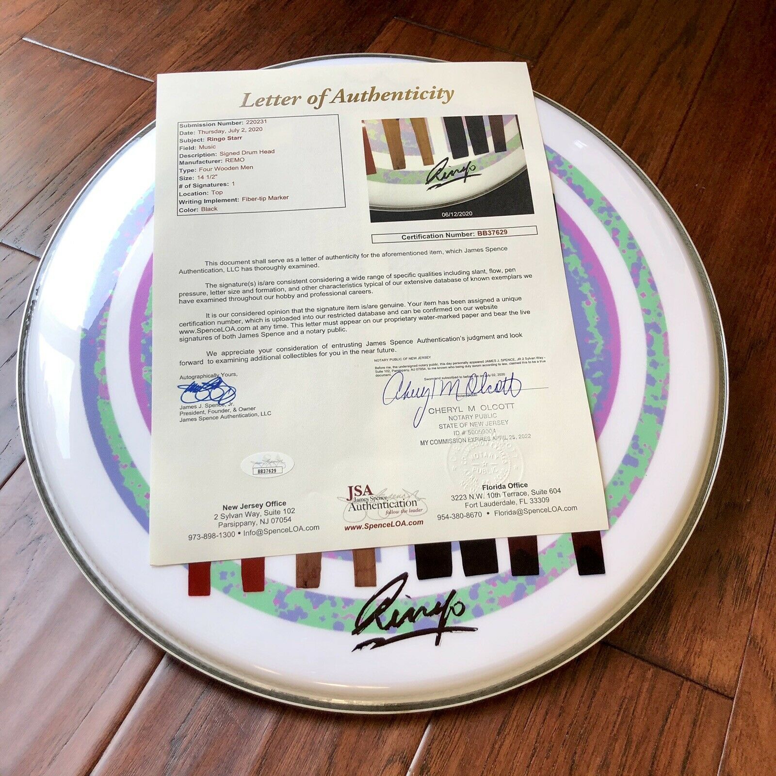 RINGO STARR * JSA LOA * Beatles Autograph Drum Head Signed * Art Limited Edition