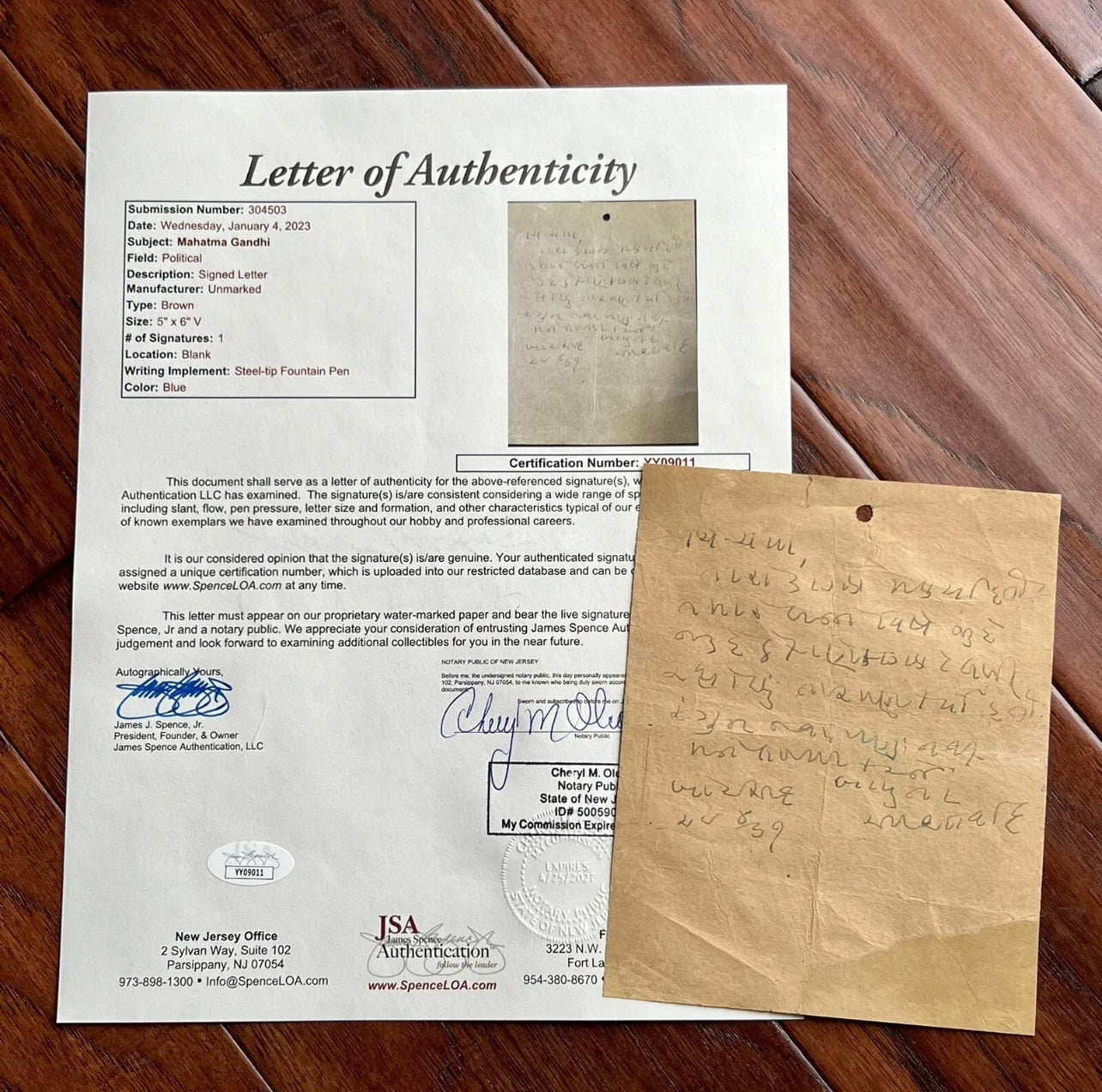 MAHATMA GANDHI * JSA * Autograph Handwritten Letter Signed Peace Negotiations