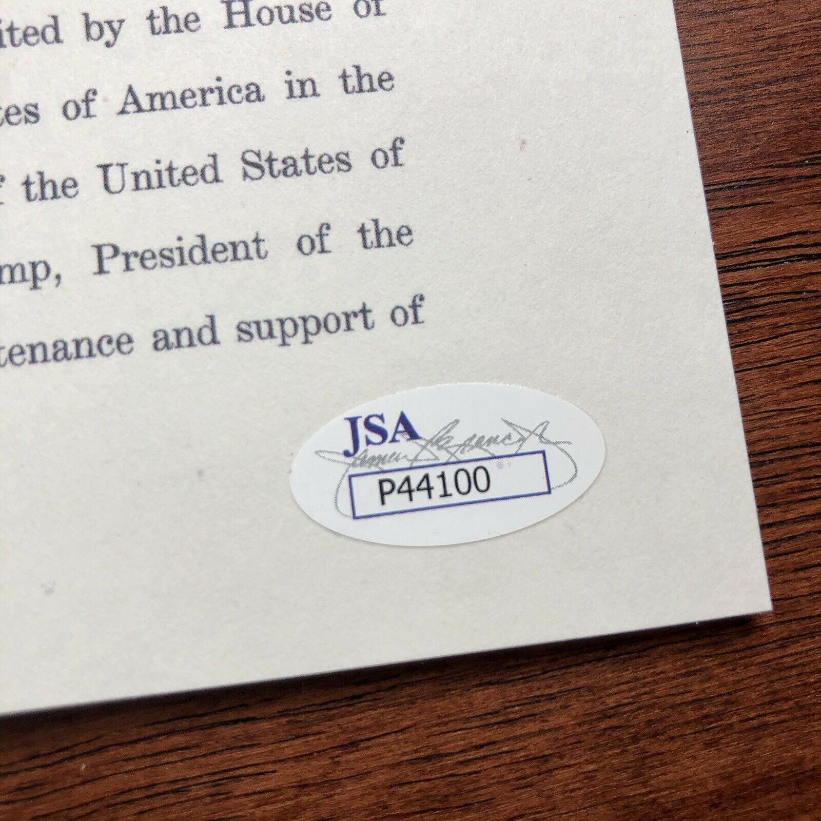 DONALD TRUMP * JSA LOA * Souvenir ARTICLES OF IMPEACHMENT Signed Autograph