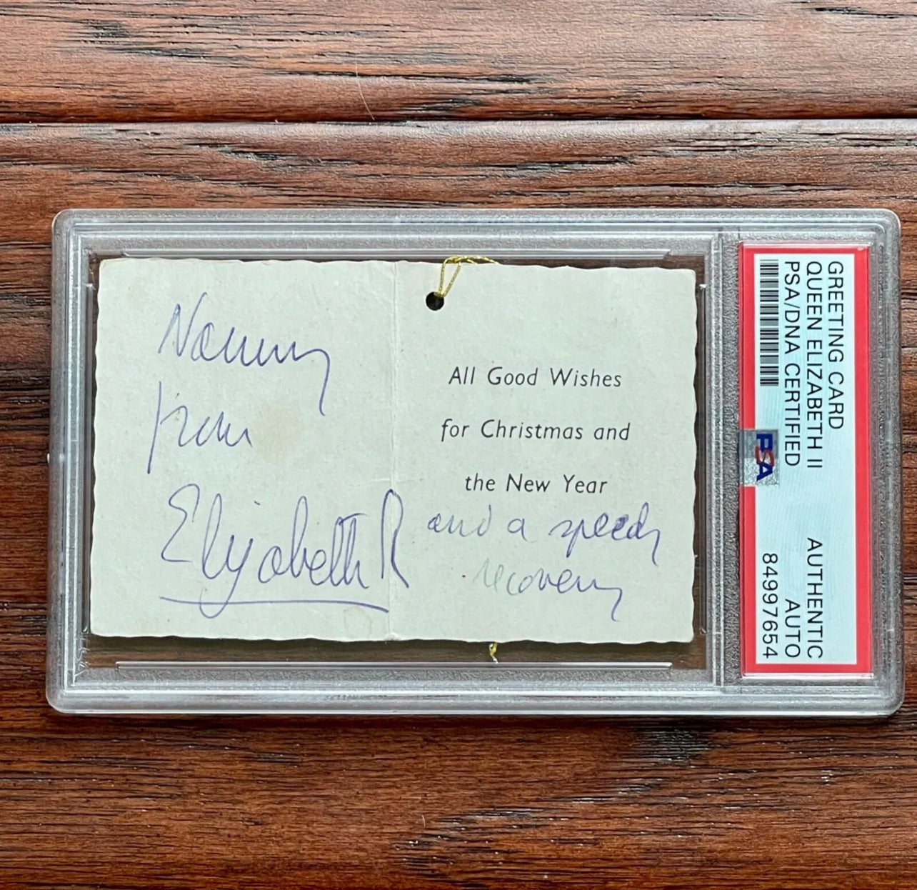 QUEEN ELIZABETH II * PSA * Autograph Christmas Gift Card Hang Tag SIGNED
