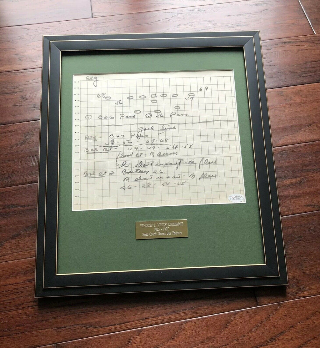 VINCE LOMBARDI * JSA COA * Scarce Handwritten Play Packers