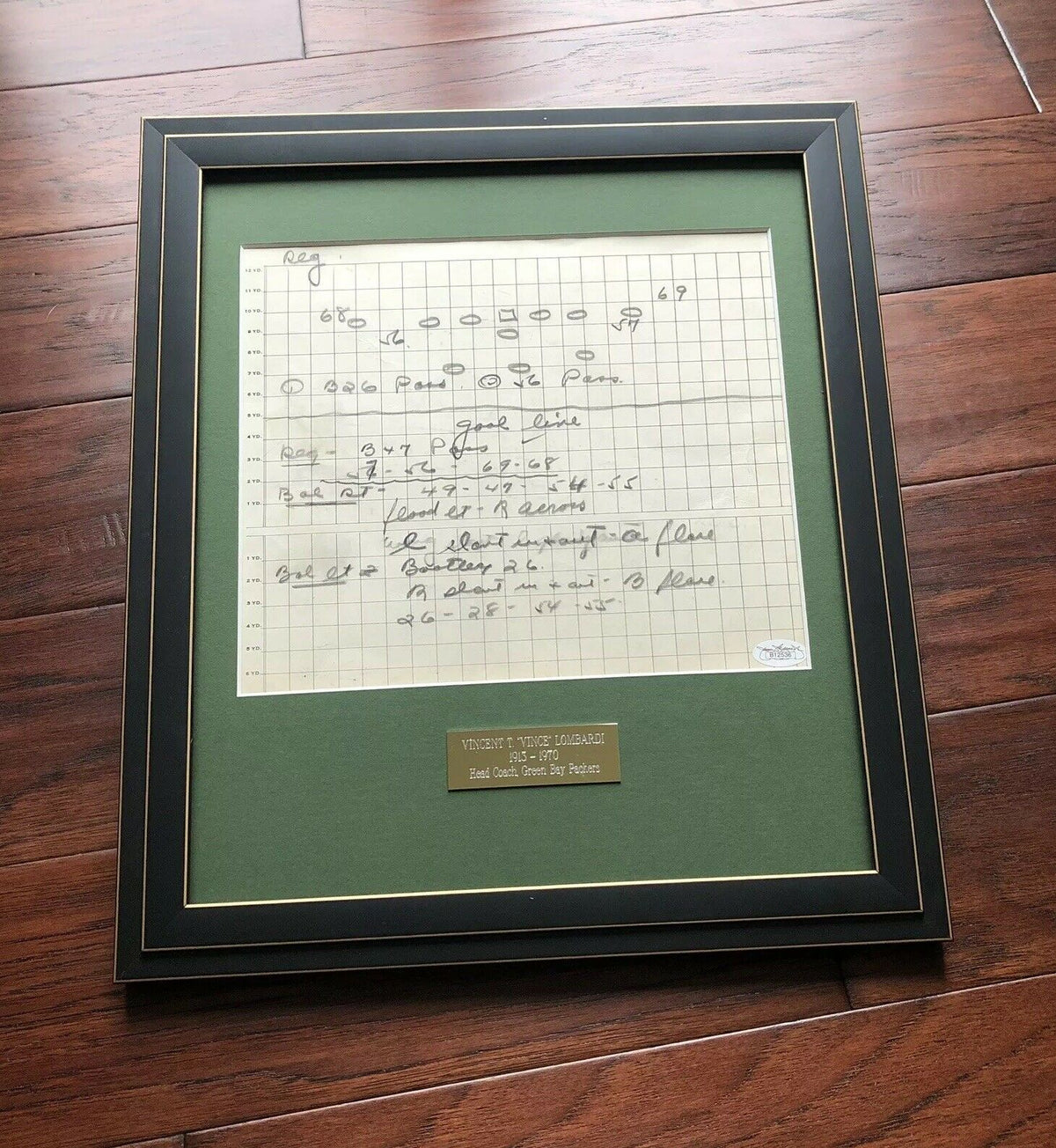 VINCE LOMBARDI * JSA COA * Scarce Handwritten Play Packers